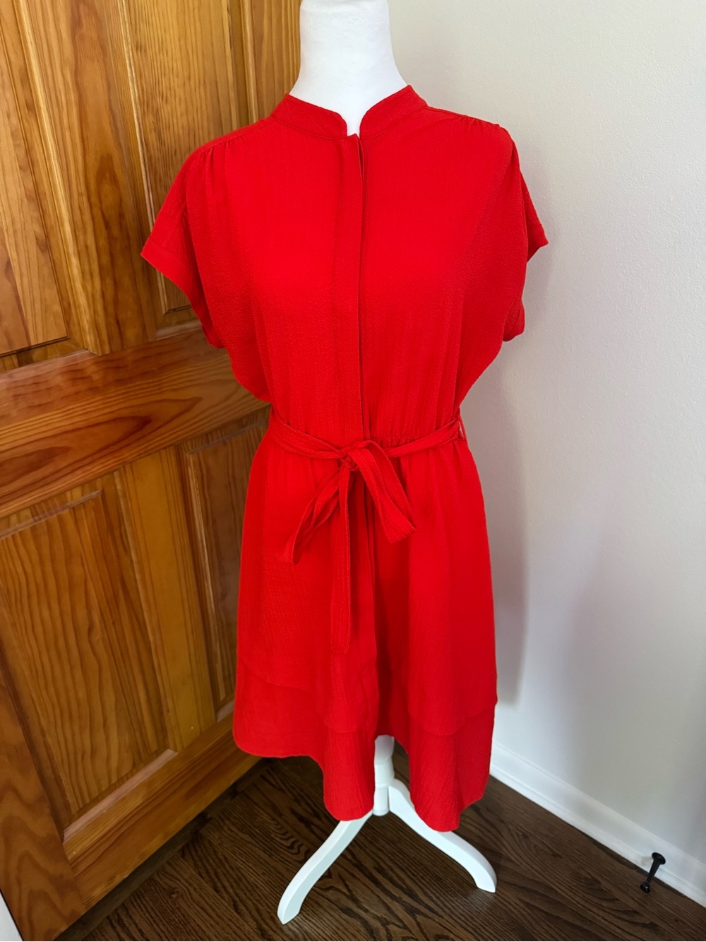 Calvin Klein Summer Red Tie-Waist Women's Dress